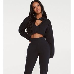 Pretty Little Thing crop hoodie and joggers